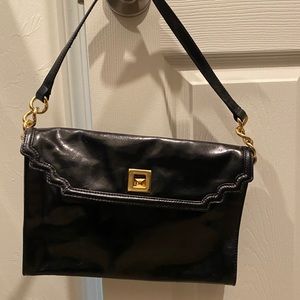Patent black shoulder bag
